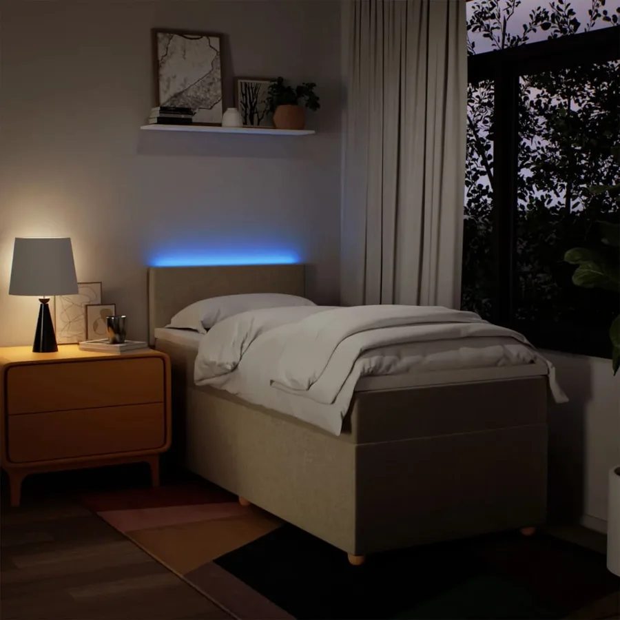 Sommier à lattes de lit avec matelas Crème 100x200 cm Tissu - 5
