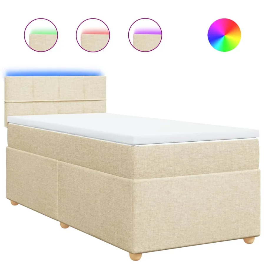 Sommier à lattes de lit avec matelas Crème 100x200 cm Tissu - 2