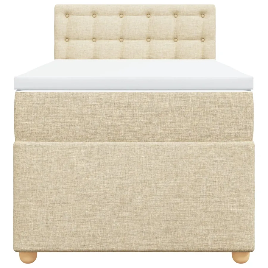 Sommier à lattes de lit avec matelas Crème 90x200 cm Tissu - 4