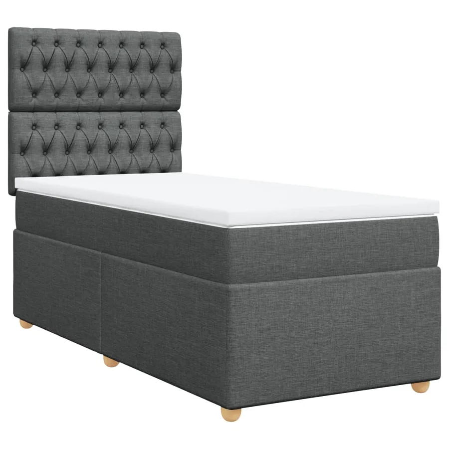 Sommier à lattes de lit avec matelas Gris foncé 90x200 cm Tissu - 3