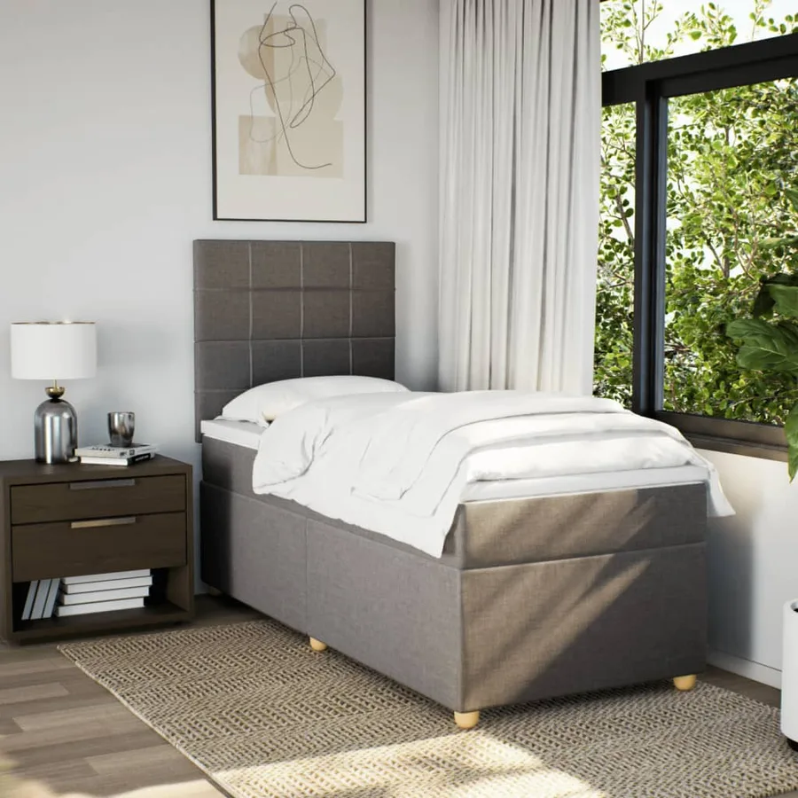 Sommier à lattes de lit avec matelas Taupe 90x200 cm Tissu - 5