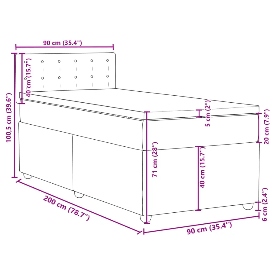 Sommier à lattes de lit avec matelas Crème 90x200 cm Tissu - 18