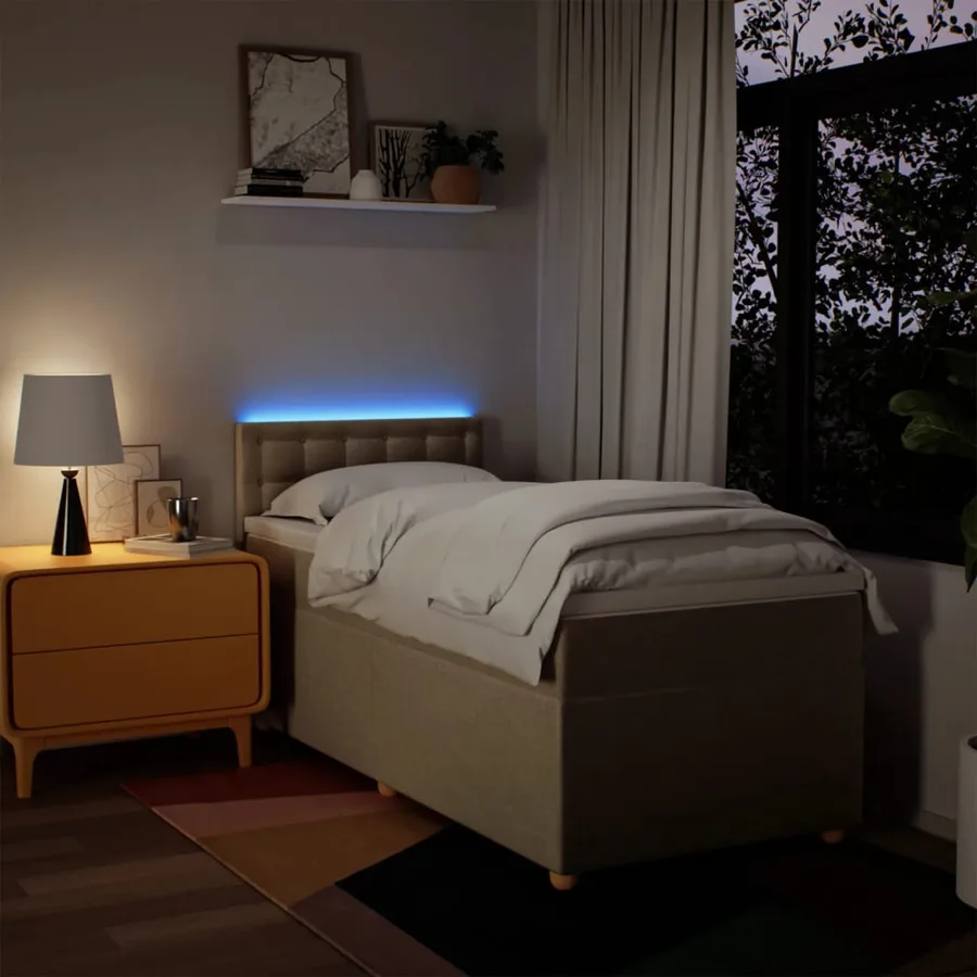 Sommier à lattes de lit avec matelas Crème 90x200 cm Tissu - 5