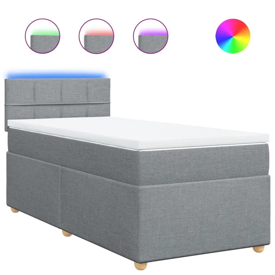 Sommier à lattes de lit avec matelas Gris clair 90x200 cm Tissu - 2