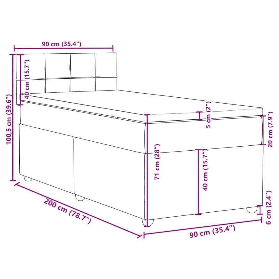 Sommier à lattes de lit avec matelas Crème 90x200 cm Tissu - 18