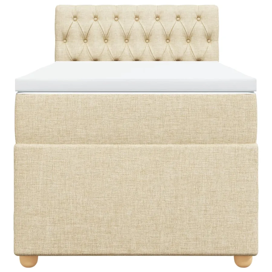 Sommier à lattes de lit avec matelas Crème 90x200 cm Tissu - 6