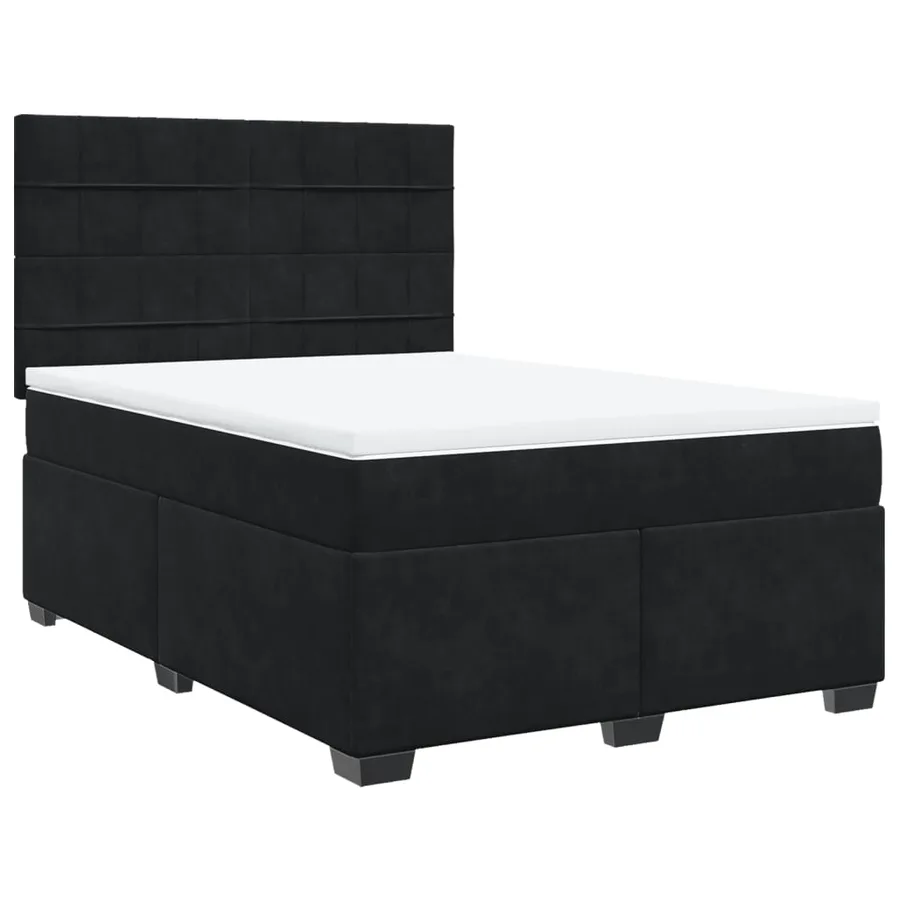 Sommier à lattes de lit avec matelas Noir 140x200 cm Velours - 3