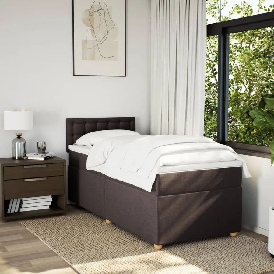 Sommier à lattes de lit avec matelas Marron foncé 90x200 cm - 4