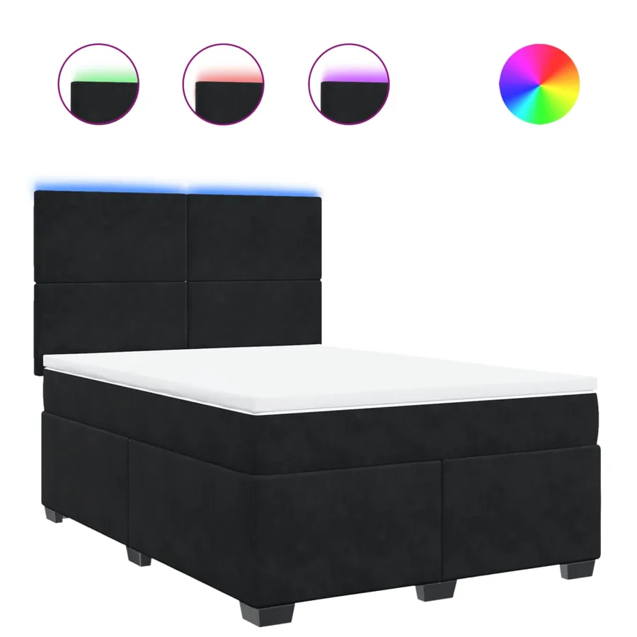Sommier à lattes de lit avec matelas Noir 140x200 cm Velours - 2