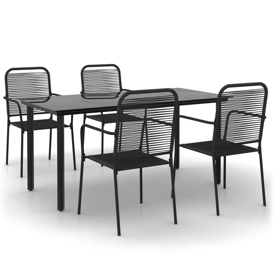 Ensemble à manger de jardin 5 pcs Noir Corde de coton et acier - 2