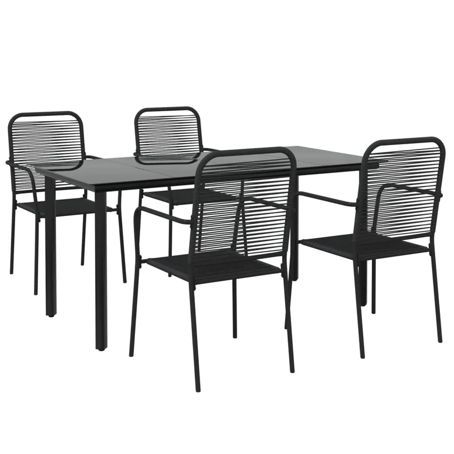 Ensemble à manger de jardin 5 pcs Noir Corde de coton et acier - 3