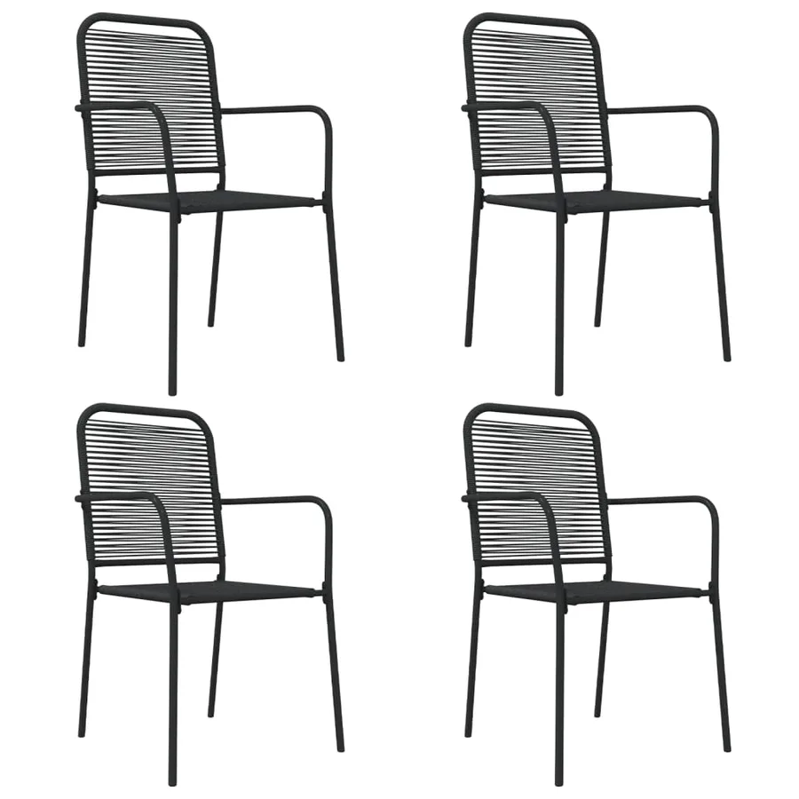 Ensemble à manger de jardin 5 pcs Noir Corde de coton et acier - 4