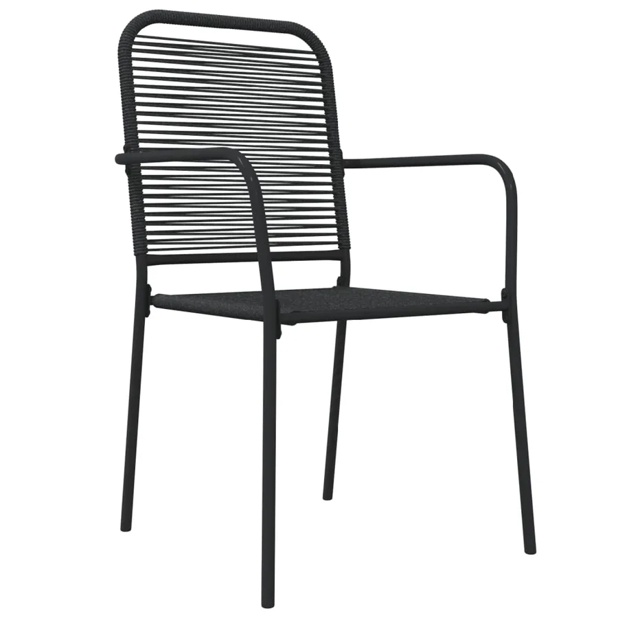 Ensemble à manger de jardin 5 pcs Noir Corde de coton et acier - 5