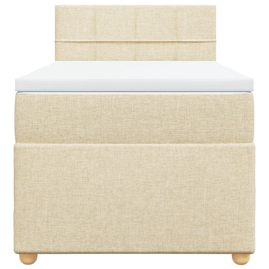 Sommier à lattes de lit avec matelas Crème 100x200 cm Tissu - 4