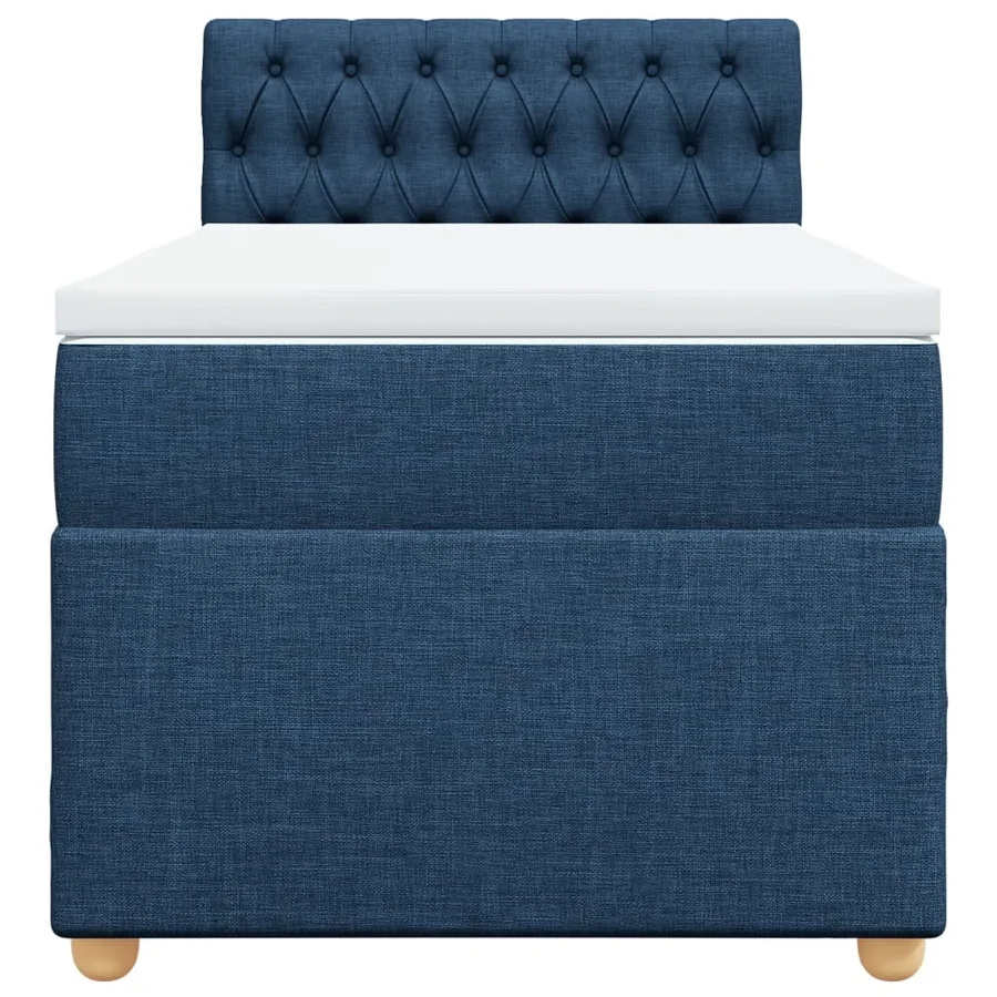 Sommier à lattes de lit avec matelas Bleu 100x200 cm Tissu - 4