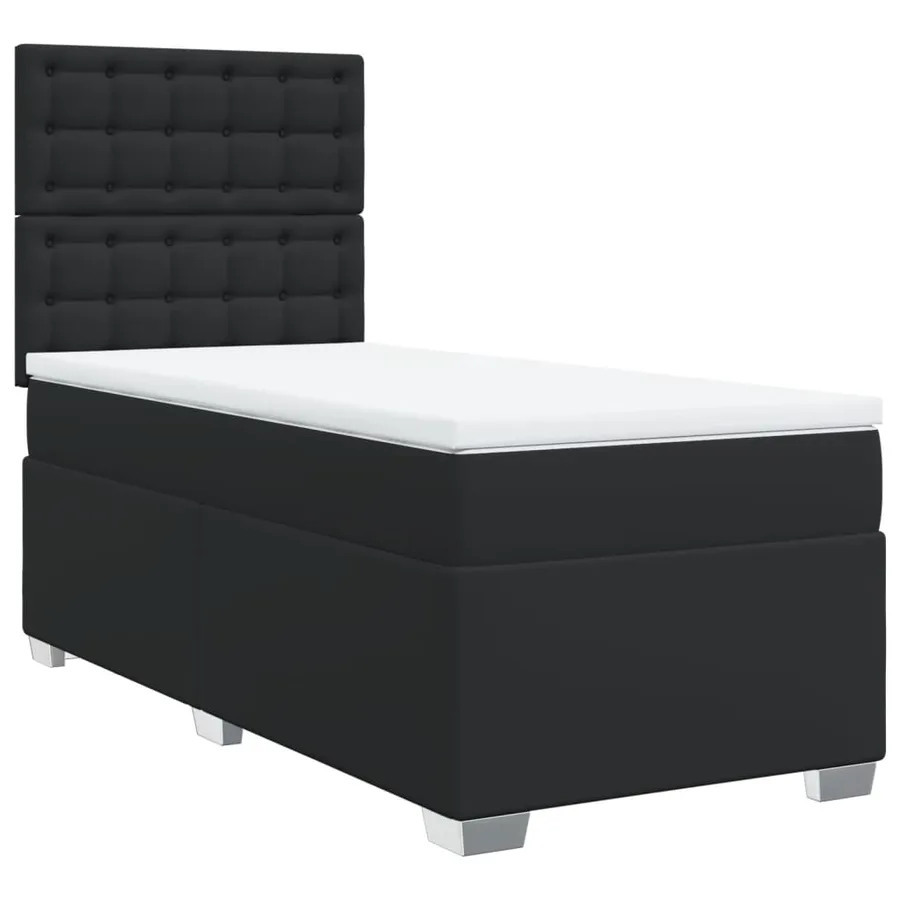 Sommier à lattes de lit avec matelas Noir 100x200 cm Similicuir - 2