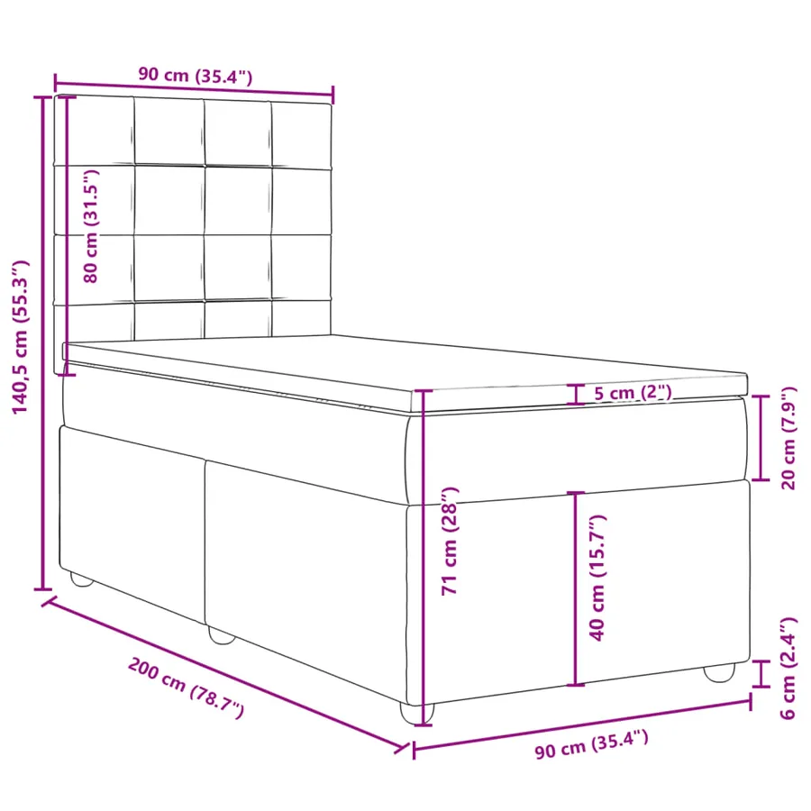 Sommier à lattes de lit avec matelas Taupe 90x200 cm Tissu - 13