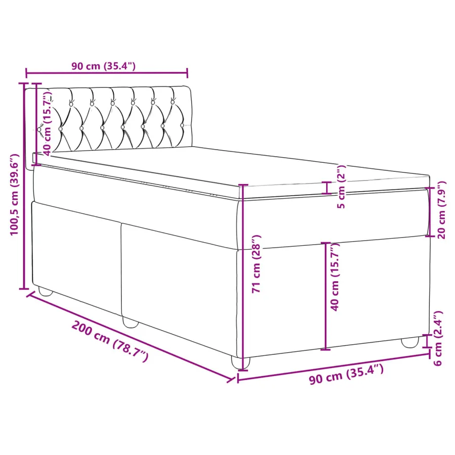Sommier à lattes de lit avec matelas Crème 90x200 cm Tissu - 13