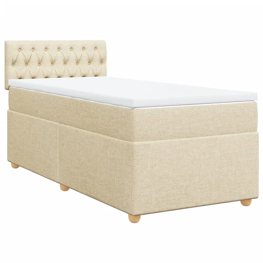 Sommier à lattes de lit avec matelas Crème 90x200 cm Tissu - 2