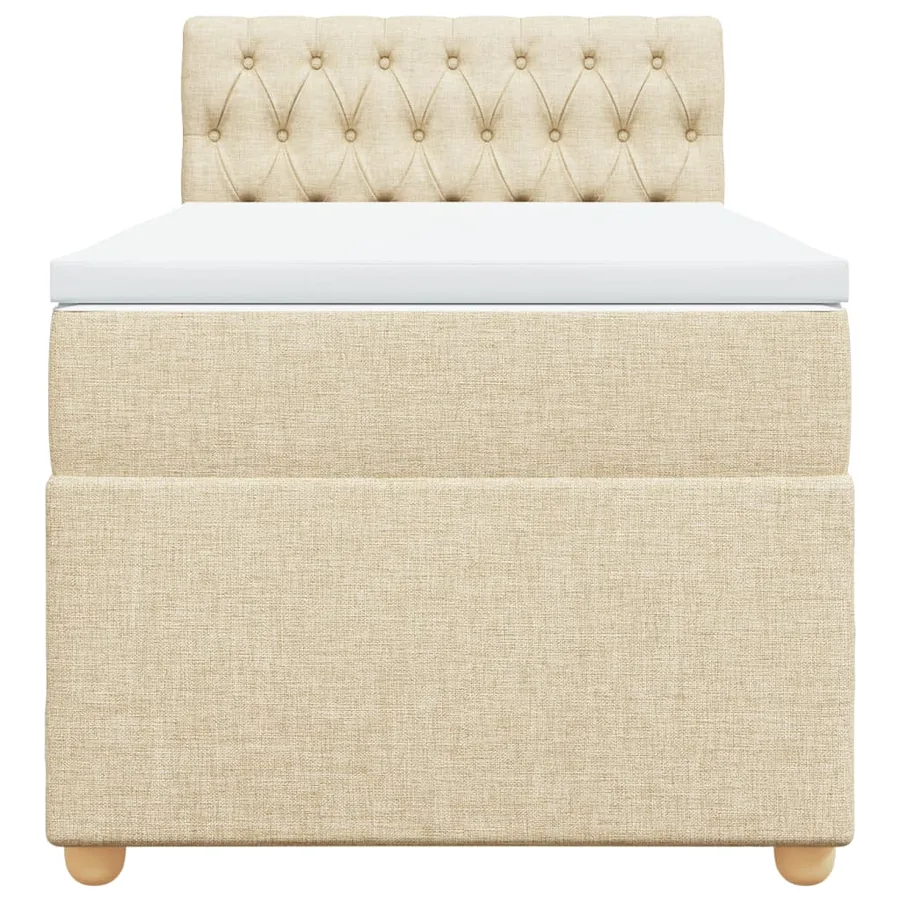 Sommier à lattes de lit avec matelas Crème 90x200 cm Tissu - 4