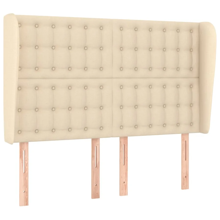Tête de lit avec oreilles Crème 147x23x118/128 cm Tissu - 2