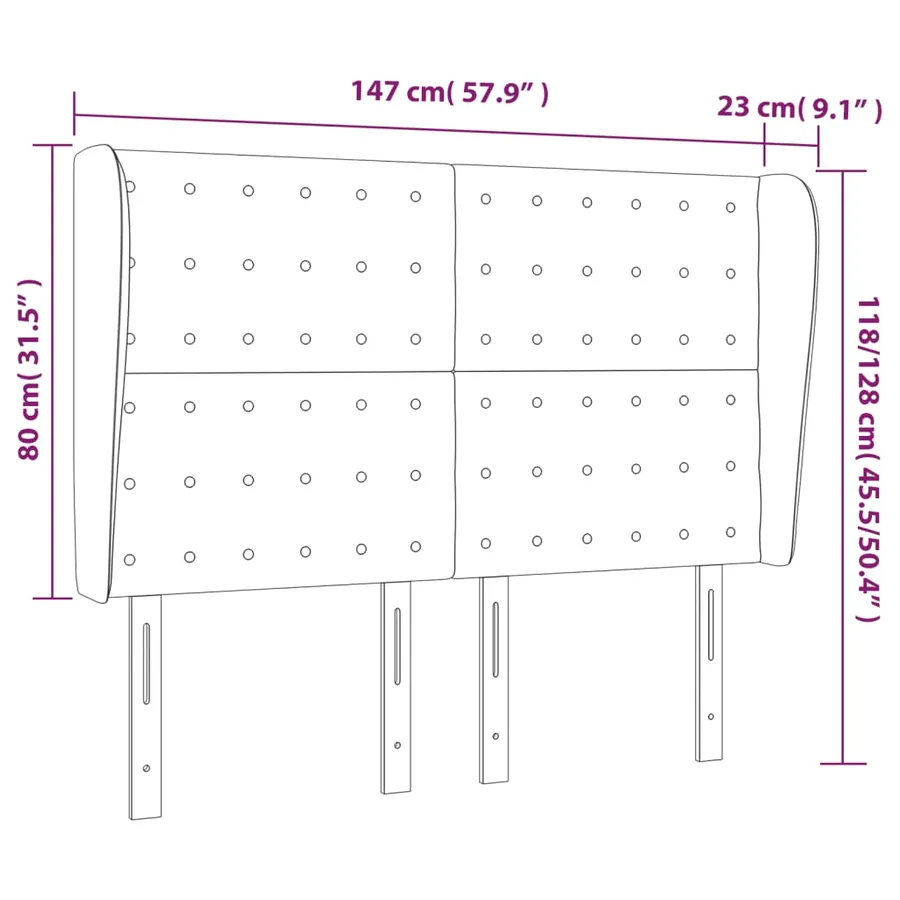 Tête de lit avec oreilles Crème 147x23x118/128 cm Tissu - 9