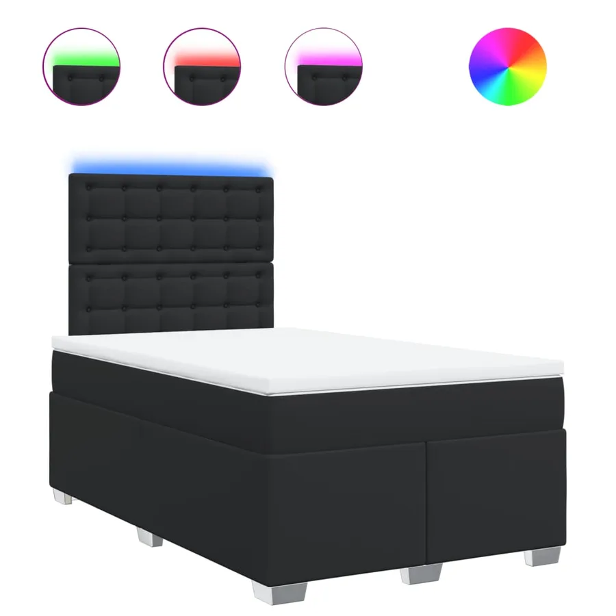 Sommier à lattes de lit avec matelas noir 120x190 cm similicuir - 2