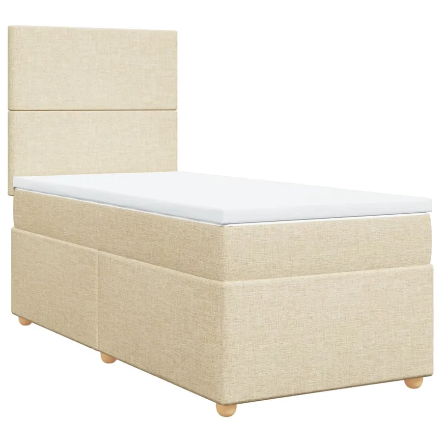 Sommier à lattes de lit et matelas Crème 90x190 cm Tissu - 2