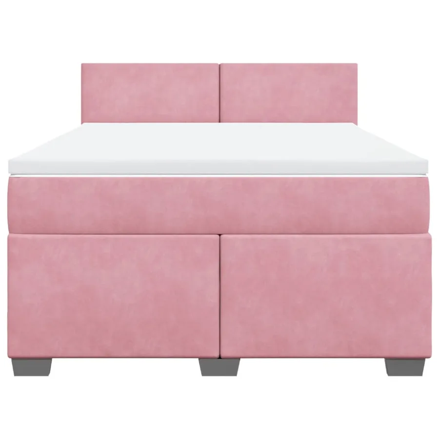 Sommier à lattes de lit et matelas rose foncé 140x200cm velours - 4
