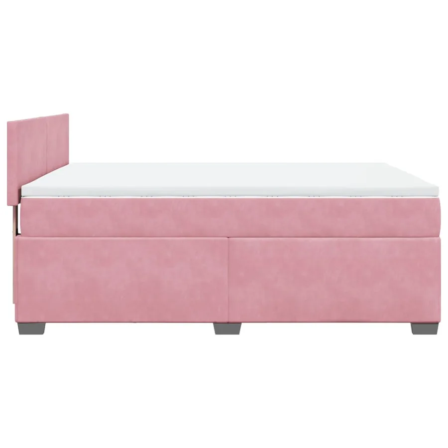 Sommier à lattes de lit et matelas rose foncé 140x200cm velours - 9