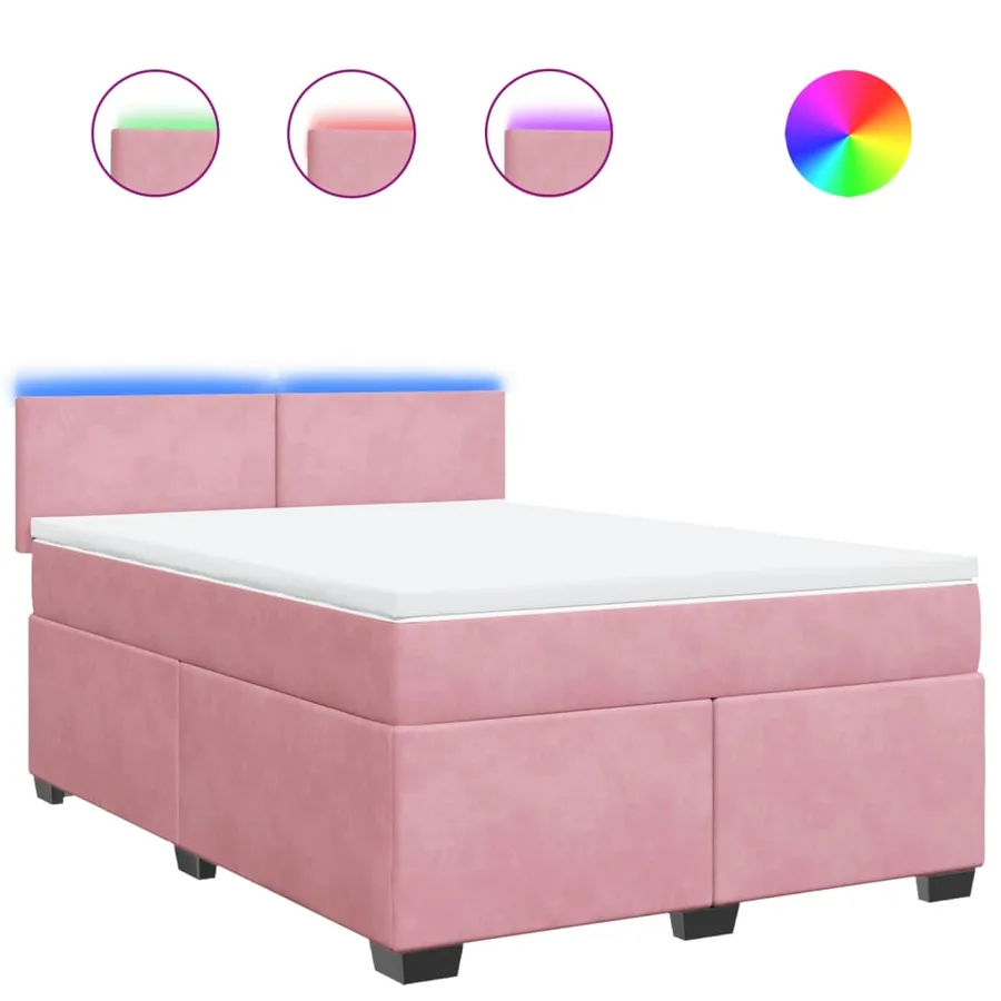 Sommier à lattes de lit avec matelas Rose 140x200 cm Velours - 2