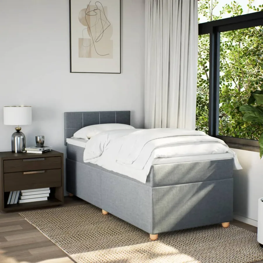 Sommier à lattes de lit et matelas Gris clair 90x190 cm Tissu - 4
