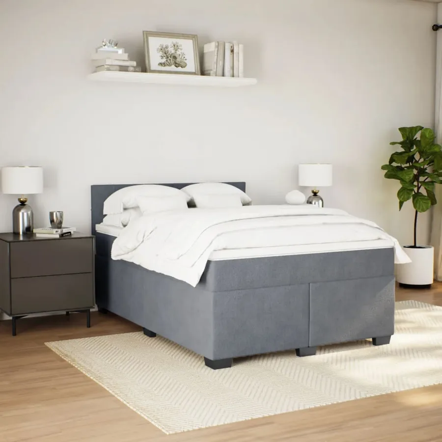Sommier à lattes de lit et matelas Gris foncé 160x200cm Velours - 5