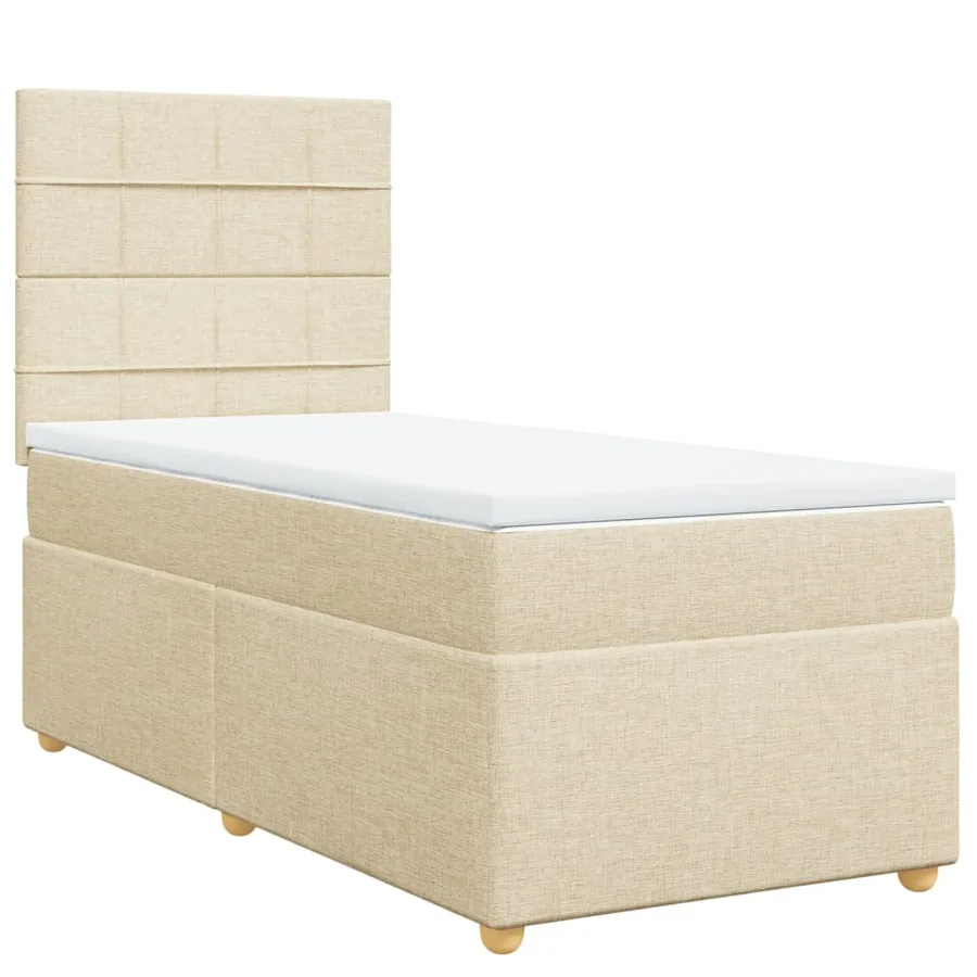 Sommier à lattes de lit avec matelas Crème 80x200 cm Tissu - 3