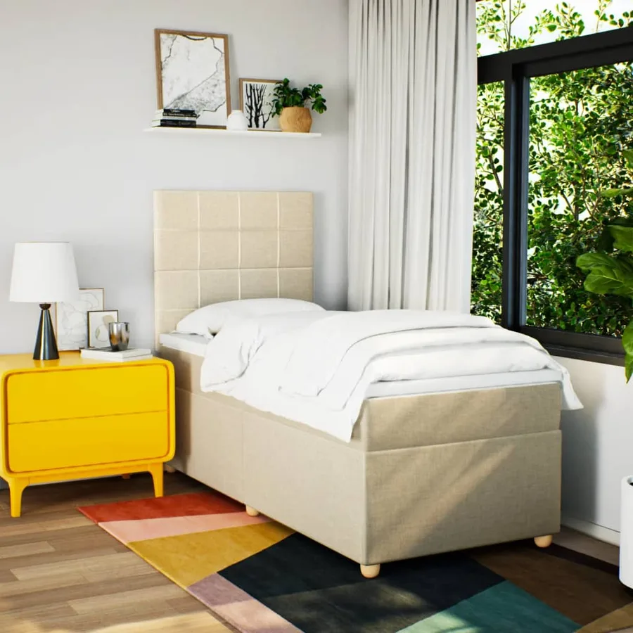 Sommier à lattes de lit avec matelas Crème 80x200 cm Tissu - 5