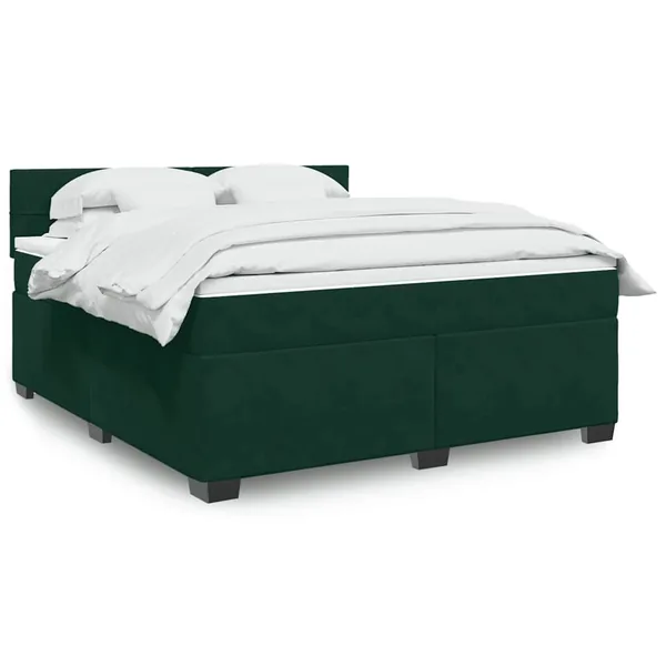 Sommier à lattes de lit et matelas Vert foncé 180x200cm Velours