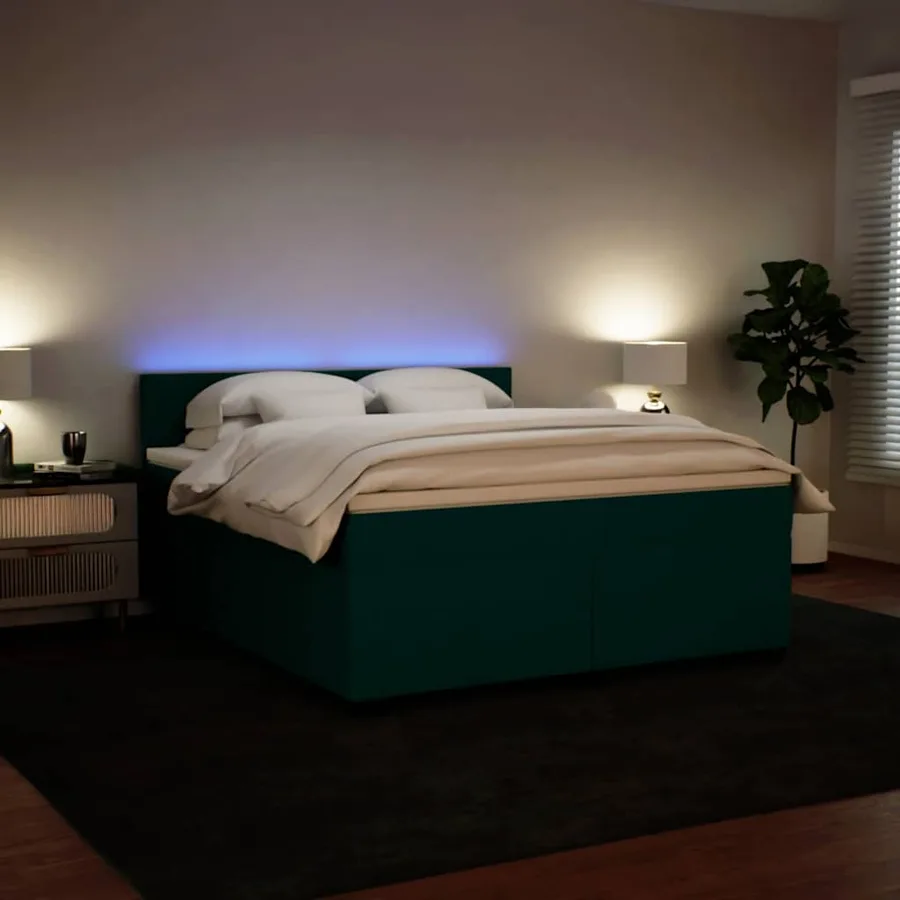 Sommier à lattes de lit et matelas Vert foncé 180x200cm Velours - 4