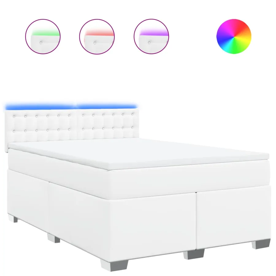 Sommier à lattes de lit avec matelas Blanc 140x190cm Similicuir - 2