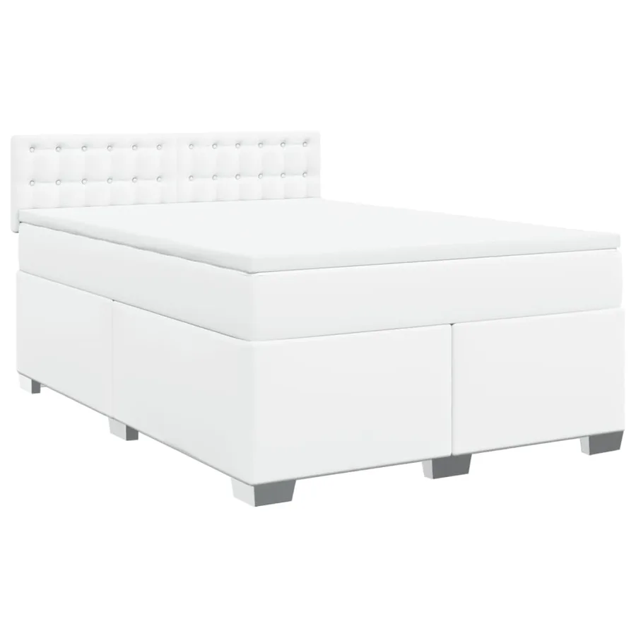 Sommier à lattes de lit avec matelas Blanc 140x190cm Similicuir - 3