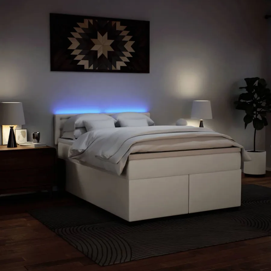 Sommier à lattes de lit avec matelas Blanc 140x190cm Similicuir - 5
