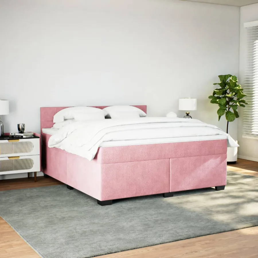 Sommier à lattes de lit avec matelas Rose 180x200 cm Velours - 5