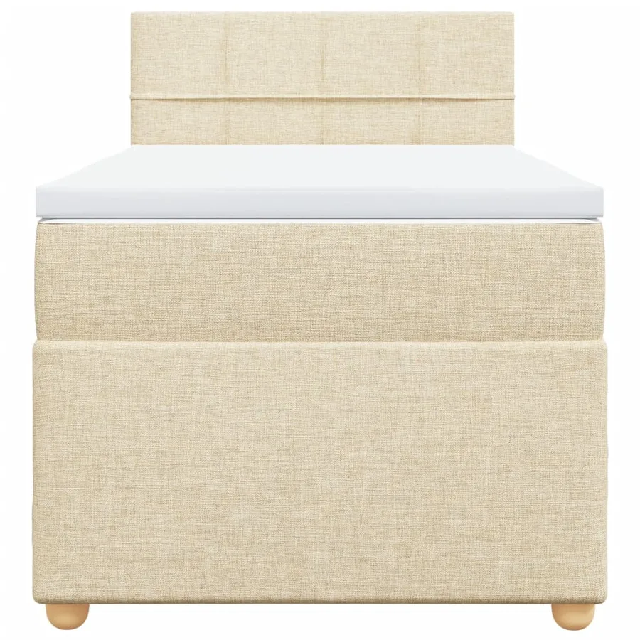 Sommier à lattes de lit et matelas Crème 90x190 cm Tissu - 4