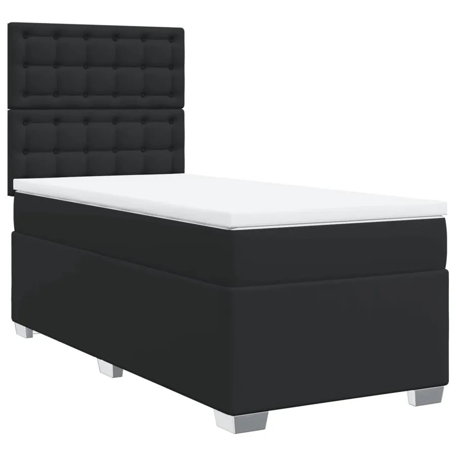 Sommier à lattes de lit avec matelas noir 90x190 cm similicuir - 3