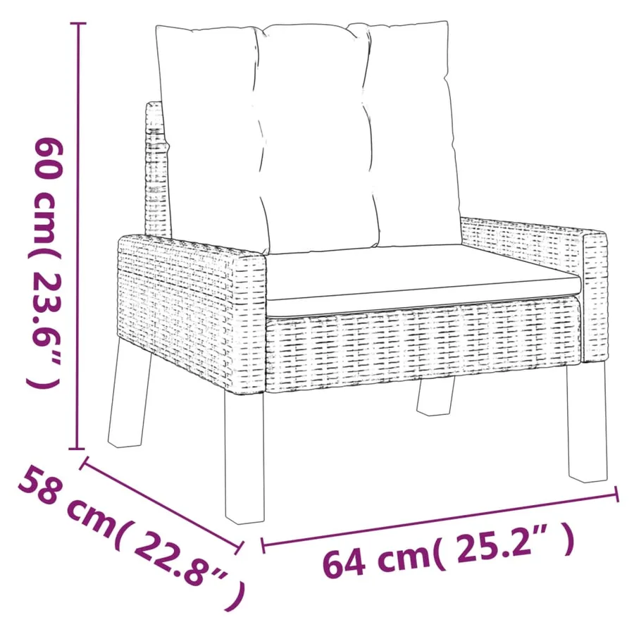Salon de jardin 4 pcs et coussins Résine tressée et bois massif - 10