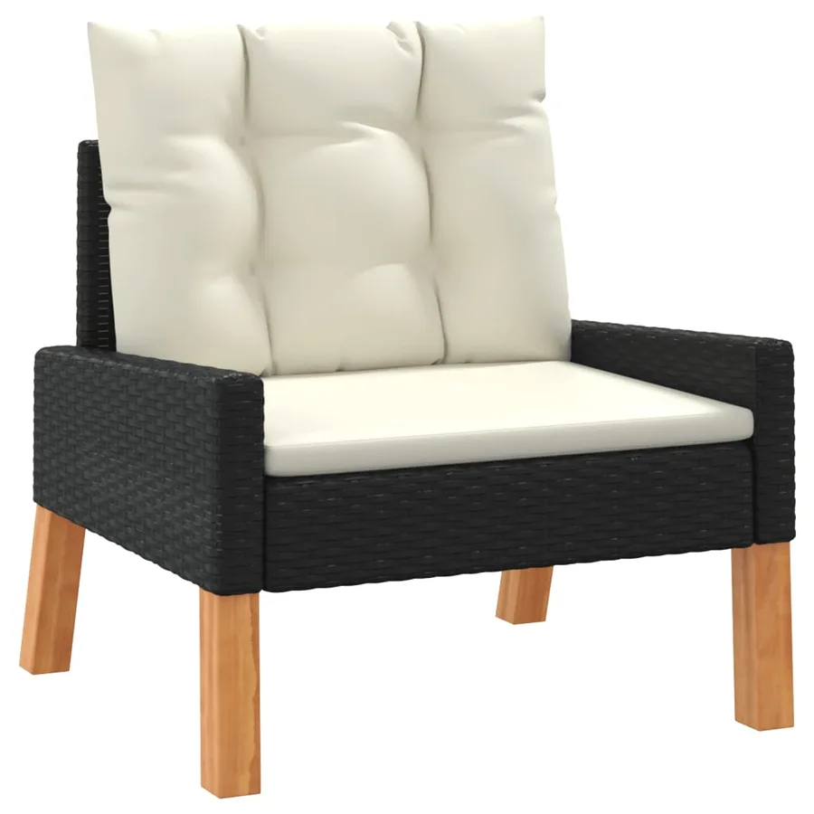 Salon de jardin 4 pcs et coussins Résine tressée et bois massif - 5