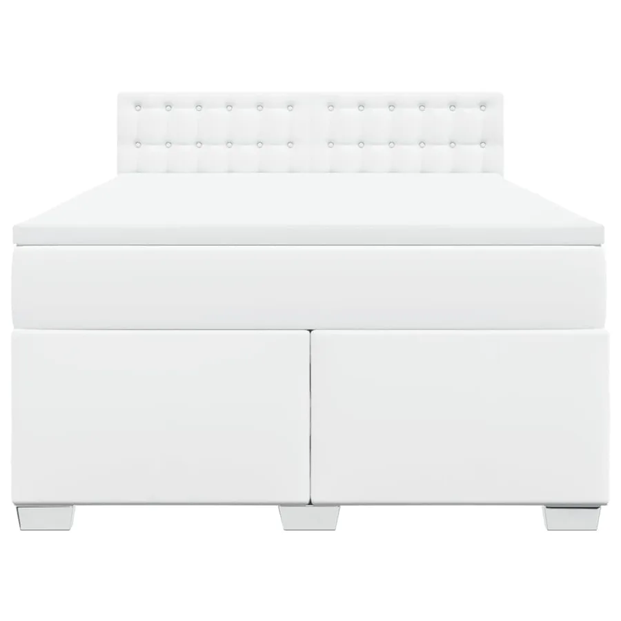 Sommier à lattes de lit avec matelas Blanc 140x190cm Similicuir - 4