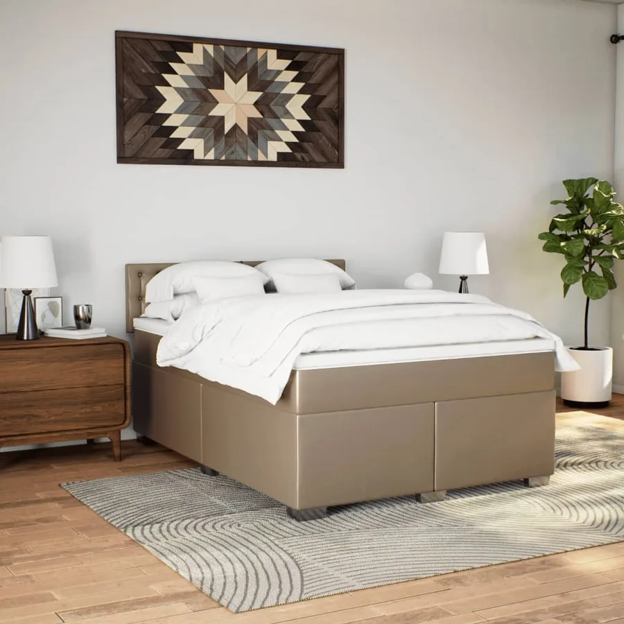 Sommier à lattes de lit avec matelas Cappuccino 140x190 cm - 3
