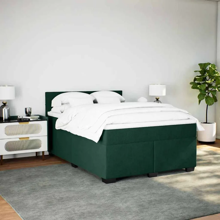 Sommier à lattes de lit et matelas Vert foncé 160x200cm Velours - 3