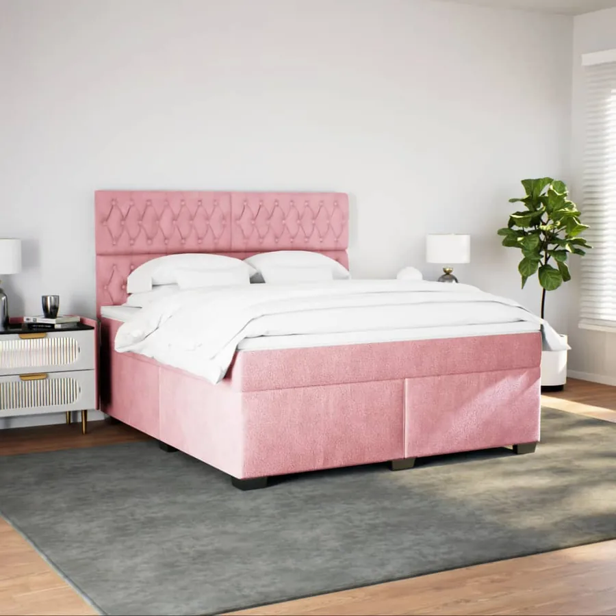 Sommier à lattes de lit avec matelas Rose 180x200 cm Velours - 3