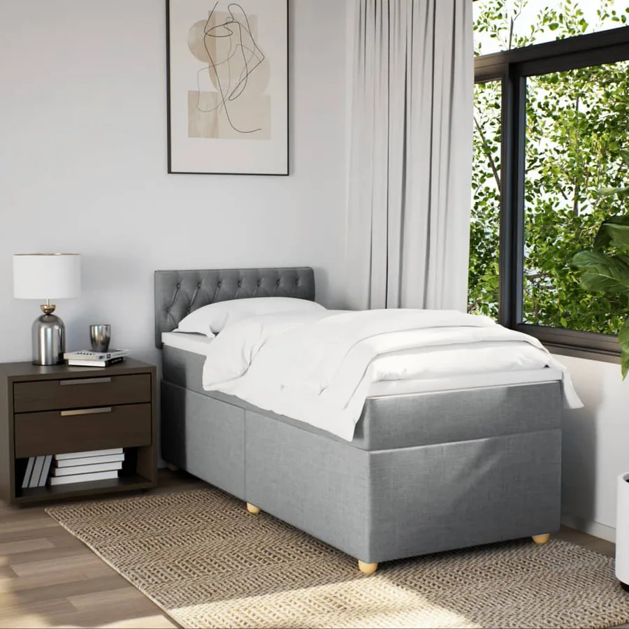 Sommier à lattes de lit et matelas Gris clair 90x190 cm Tissu - 3